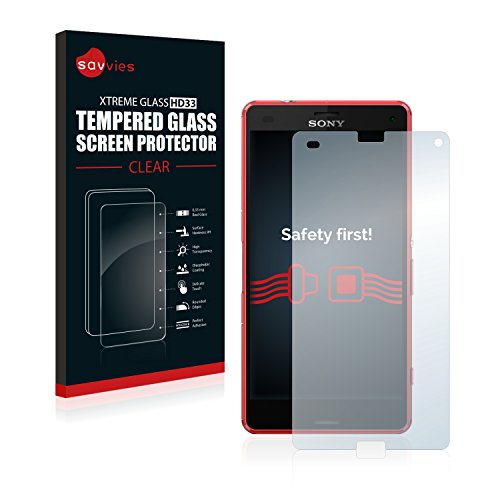 savvies Cristal Templado Compatible con Sony Xperia Z3 Compact Protector Pantalla Vidrio Proteccion 9H Pelicula Anti-Huellas