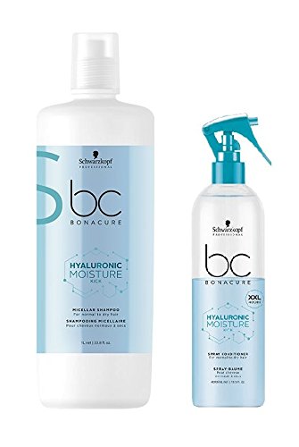Schwarzkopf Bonacure Hyaluronic Moisture Kick Micellar Shampoo 1000ml and Spray Conditioner 400ml