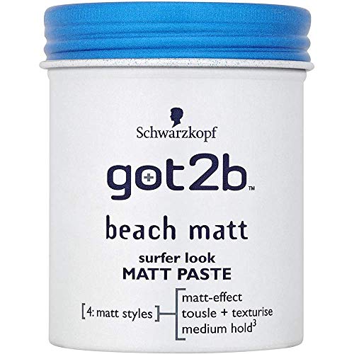 Schwarzkopf Got2b Beach Matt look de surf, Matt Paste 100ml - Paquete de 6