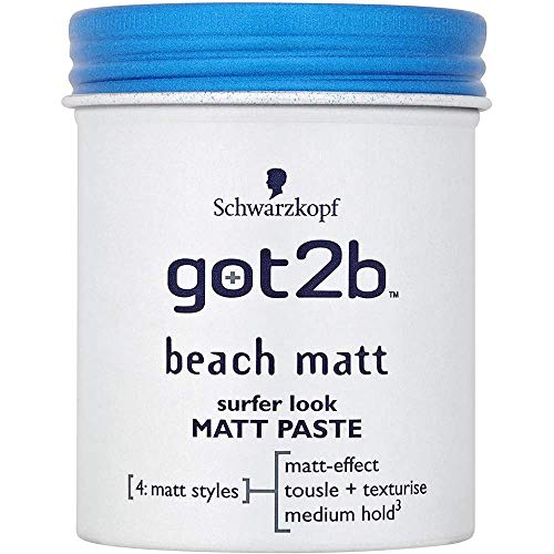 Schwarzkopf Got2b Beach Matt look de surf, Matt Paste 100ml - Paquete de 6