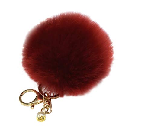 Scrox 1x Llavero de Pelo de Conejo Llavero Colgante Moda Lindo Bola de Pelo Pequeños Cadena de Clave de Regalo para Decoración del Coche/Puerta/Teléfono/Bolsa (Negro)