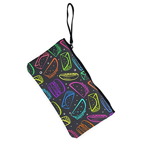 SDFGJ Color Taco and Burger Mujeres Mini Monedero de Lona Monedero de identificación de Moda Cartera