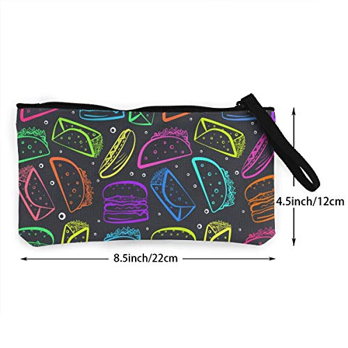 SDFGJ Color Taco and Burger Mujeres Mini Monedero de Lona Monedero de identificación de Moda Cartera
