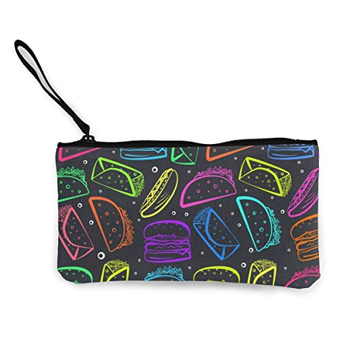 SDFGJ Color Taco and Burger Mujeres Mini Monedero de Lona Monedero de identificación de Moda Cartera