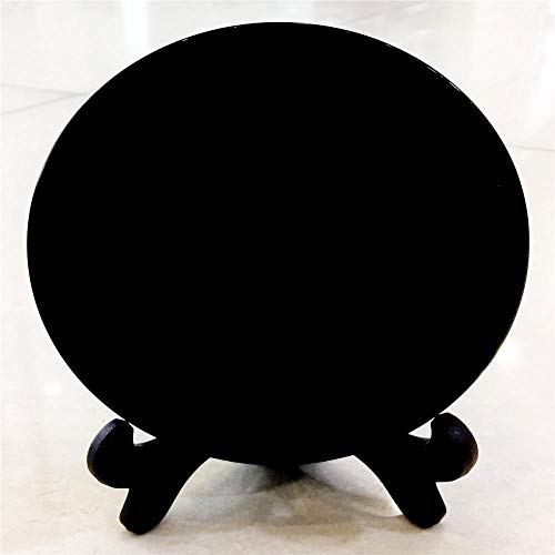 SDJH Novedades 100% Natural Disco de círculo de Piedra de obsidiana Negra Placa Redonda Espejo Fengshui para decoración de hogar y Oficina, 120 mm