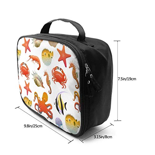 Sea and Ocean Life - Estuche organizador de maquillaje para viaje o tren de maquillaje, portátil, para artistas, bolsa de almacenamiento para cosméticos, brochas de maquillaje, accesorios digitales