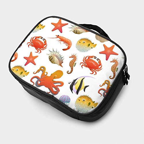 Sea and Ocean Life - Estuche organizador de maquillaje para viaje o tren de maquillaje, portátil, para artistas, bolsa de almacenamiento para cosméticos, brochas de maquillaje, accesorios digitales