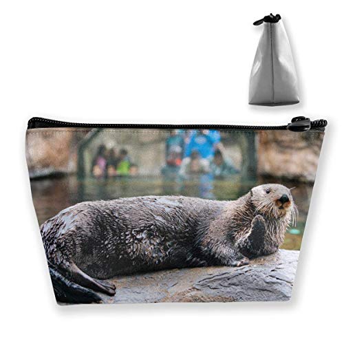 Sea Otter Pup Baby Ocean Wildlife Animal Womens Travel Cosmetic Bag Portable Toiletry Brush Storage High Capacity Pen Pencil Bags Accessories Sewing Kit Pouch Makeup Carry Case