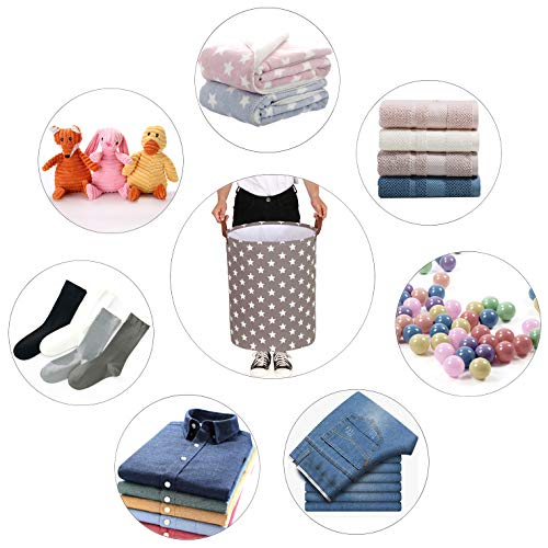 Sea Team - Cesto de lavandería con diseño Estrellas, cesto lavandería de Tela de Lona, contenedor Almacenamiento Plegable con Asas Cuero sintético y Cierre cordón, 50 x 40 cm, Interior Impermeable