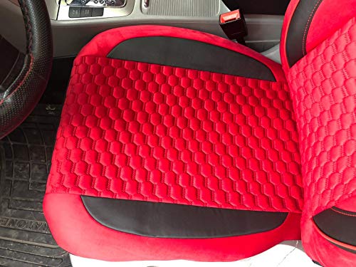 seatcovers by k-maniac Protectores de Las Fundas de los Asientos de Coche V2110301 Negro-Rojo Aplicaciones de Cuero Artificial en Asientos Delanteros Accesorios de automoción
