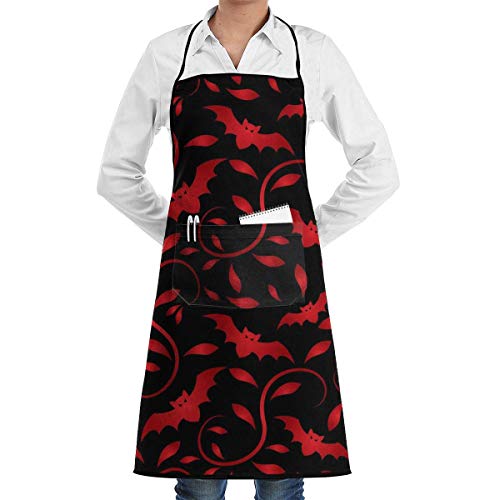 Seiobax Lovely Lady Funny Delantal Restaurant Delantales de Cocina para Mujeres y niñas con Bolsillo (Cool Blood Bet Red Paisley)
