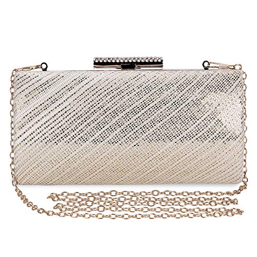 Selighting Bolsa de Noche Mujer Bolso de Mano Bolso Clutch de Embrague Monedero para Mujeres y Señoras para Boda Partido Fiesta Cumpleaños (Oro)