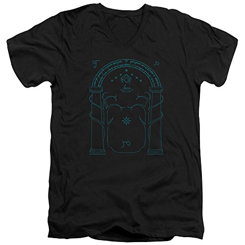Señor de los anillos puertas de Durin - Camiseta unisex con cuello en V para hombre y mujer - Negro - XX-Large