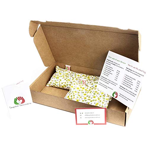 Set Bebé: Cojín Anticólicos (15x10cm) + Saco Térmico Semillas Calienta Cunas (25x10cm) - Almohada Microondas para Cólicos del Lactante, Funda Lavable, Tela de Algodón 100% y Olor a Lavanda (Flores)