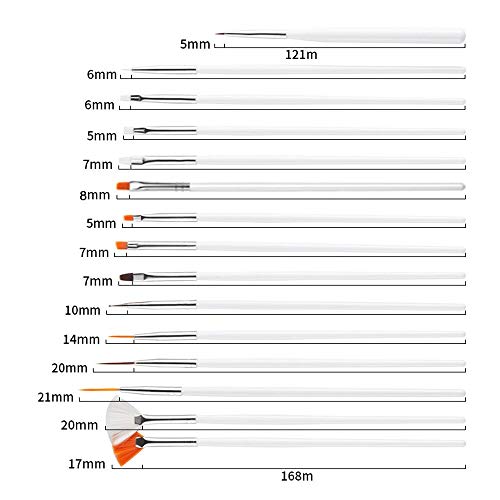 Set de 20 Accesorios para Diseño de Uñas,Nail Art Designing Painting Dotting Detailing Pen Brushes Bundle Tool Kit,15 Pinceles y 5 Punzones Incluidos