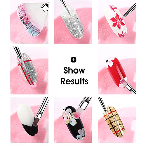 Set de 20 Accesorios para Diseño de Uñas,Nail Art Designing Painting Dotting Detailing Pen Brushes Bundle Tool Kit,15 Pinceles y 5 Punzones Incluidos