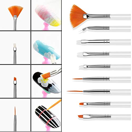 Set de 20 Accesorios para Diseño de Uñas,Nail Art Designing Painting Dotting Detailing Pen Brushes Bundle Tool Kit,15 Pinceles y 5 Punzones Incluidos