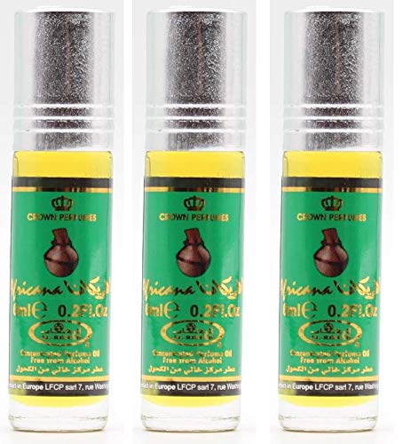 Set de 3 Almizcle Musk AFRICANA Al Rehab 6ML Perfumes de Mujer Perfumes Hombre Attar Perfume Sin Alcohol 100% de Aceite Almizcle Oud Roll on, NOTAS: Floral, Guellala, Jazmín, Amaderado y Oud