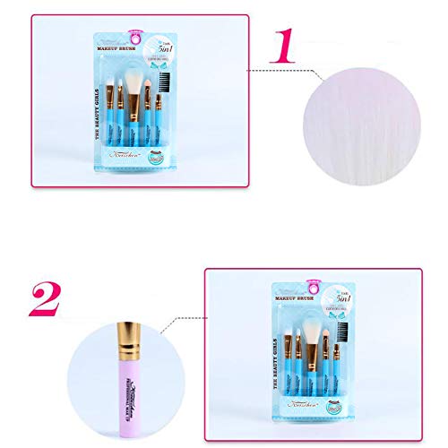 Set de 5 pinceles de maquillaje Set Set de brochas de maquillaje profesional Pinceles de maquillaje Set Premium Synthetic Foundation Brush Blending Face Powder Blush Concealers Kit (Blue)