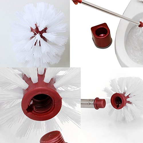 Set de cepillo de tocador 2pack, con la forma creativa base de la hoja de plástico WC mango largo cepillo limpio cepillo de acero inoxidable vino tinto ( Color : Wine red )