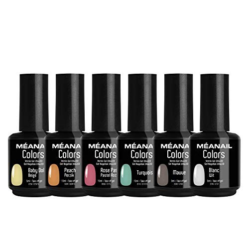 Set de Esmaltes de Uñas Gel UV LED 6 Colores Esmaltes Semipermanente Laca Soak Off Gel Nail Polish Collection Marshmallow Ideal Manicura y Pedicura