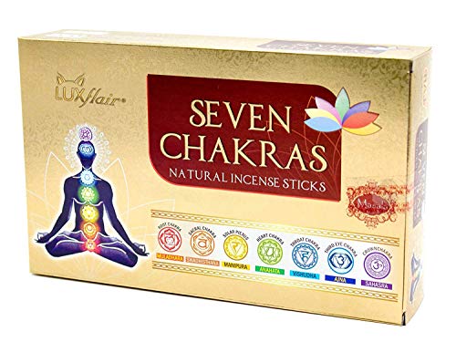 Set de incienso 7 chakras, Premium Indian Masala, 7 variedades Muladhara, Swadhisthana, Manipura, Anahata, Vishudha, Ajna y Sahasra, ideal para meditación/yoga, un elegante conjunto de regalos