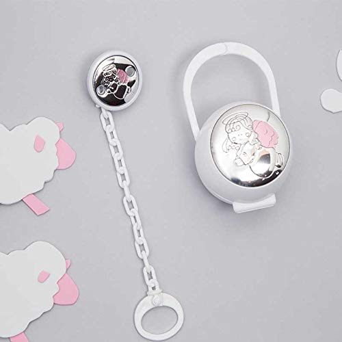 Set de porta chupete y pinza de chupete Querubín azul de Pedro Durán