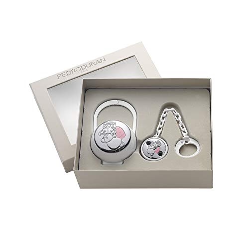 Set de porta chupete y pinza de chupete Querubín azul de Pedro Durán