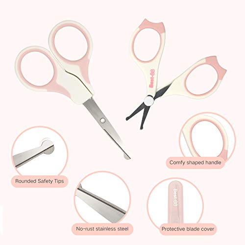 Set parael Cuidado, HOMEWINS Kit de Cuidado del Bebé 5 Piezas Incluidos Libre de BPA Uñas de Aseo con Manicura, Cortaúñas, Lima de Uñas, Tijeras × 2, Pinzas Kit de Enfermería Esencial (Rosa)