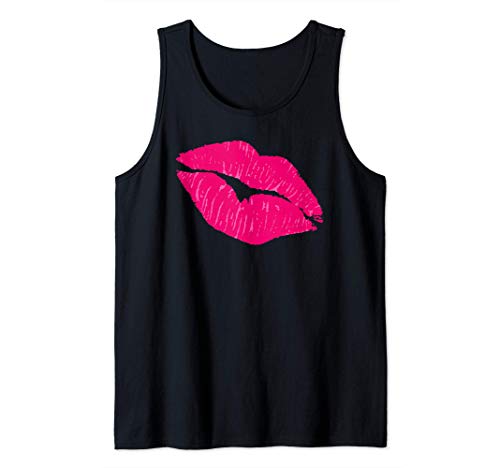 Sexy Pink Lips Lipstick Girl Kiss Cosmetic Beauty T-Shirt Camiseta sin Mangas