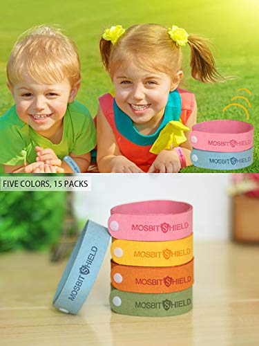 SGDD Pulseras Repelentes 15 Piezas, Mosquitos Pulsera Repelente Pulsera Antimosquitos, Pulseras para Interiores y Exteriores, Extractos de Plantas 100% Naturales para Biños y Adultos
