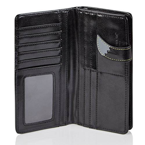 Shagwear - Monederos para Mujeres jóvenes diseños: (Cara de Gato Ojos verdesnegro/Cat Eyes Black)