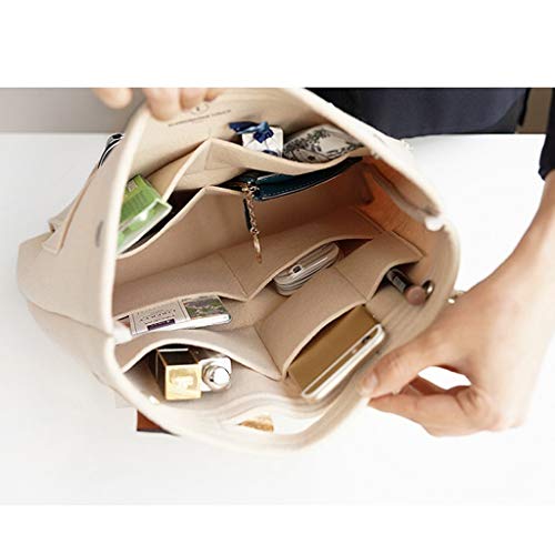 sharprepublic Bolso Grande De Fieltro Bolso De Mano Organizador Inserto Liner Multi-Bolsillo - Caqui, Individual