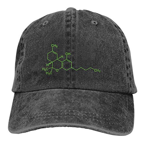 shenguang THC Molecule Weed Cannabis Logo Ajustable Vintage Lavado Denim algodón papá Sombrero Gorras de béisbol Sombrero para el Sol al Aire Libre