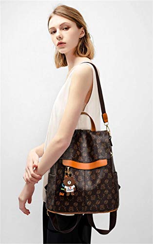 shepretty Mochila Cuero antirrobo para Mujer, 0998Oso-Marrón