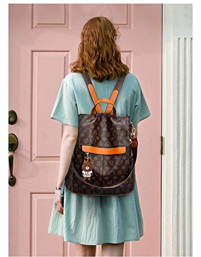 shepretty Mochila Cuero antirrobo para Mujer, 0998Oso-Marrón