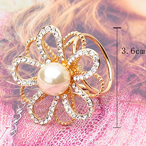 shlutesoy Black Friday 50% off Mujeres Faux Pearl Rhinestone Flor Bufanda Chal Hebilla Clip Broche Decoración Regalo Dorado