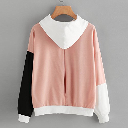 SHOBDW Liquidación Venta Letras de Las Mujeres Imprimir Patchwork Sudadera con Capucha Sudaderas con Capucha Blusa Otoño Ganador de Manga Larga con Capucha (S, Rosa)