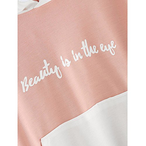 SHOBDW Liquidación Venta Letras de Las Mujeres Imprimir Patchwork Sudadera con Capucha Sudaderas con Capucha Blusa Otoño Ganador de Manga Larga con Capucha (S, Rosa)