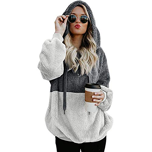 SHOBDW Liquidación Venta Mujer Sudadera con Capucha Suelta Tallas Grandes Jersey de Mujer Jersey otoño Invierno Manga Larga Remata Abrigo cálido (XL, S-Gris)
