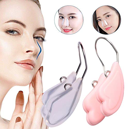 SHOUJIK Corrector de Nariz Ancha Respingadores Silicona para el Puente de la Nariz de Las Herramientas Correctoras Natural hasta Una Forma de Elevación Más Delgada,2 Pcs