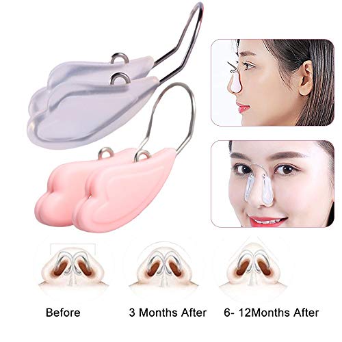 SHOUJIK Corrector de Nariz Ancha Respingadores Silicona para el Puente de la Nariz de Las Herramientas Correctoras Natural hasta Una Forma de Elevación Más Delgada,2 Pcs