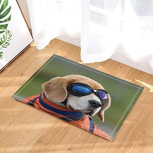 SHUHUI Lindo Cachorro Amarillo Que Lleva Gafas de Buceo Azules Impermeable Antideslizante sin químicos tapetes