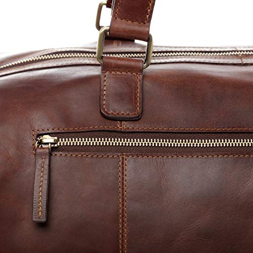 SID & VAIN® Bolsa de Viaje tamaño Grande Logan Bolso de Deporte Fin de Semana Maletín Weekender Equipaje de Mano Cabina Piel marrón