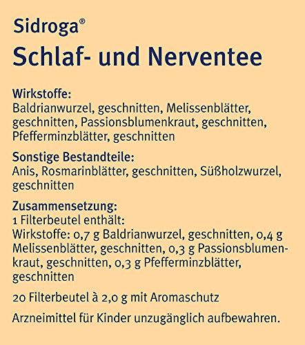 Sidroga Schlaf- und Nerventee, 20 pzas Bolsa de filtro
