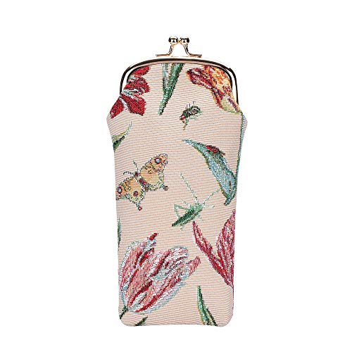 Signare Tapiz estuche de anteojos para mujer con diseño de tulipán negro (Tulip con fondo negro)