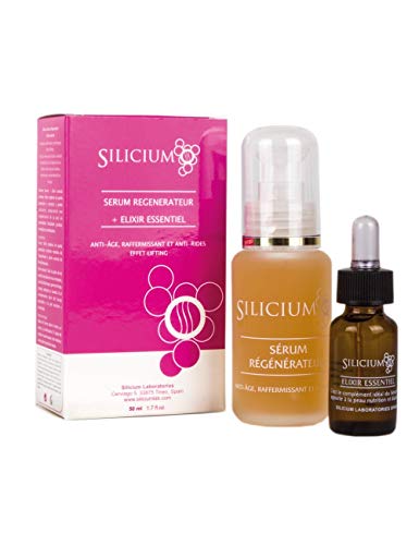 Silicium - Serum facial Anti edad 50 ml + Elixir Esencial Reafirmante 20 ml - Efecto Lifting, Vegano con Ingredientes Antiedad, crema antiarrugas mujer, Antimanchas