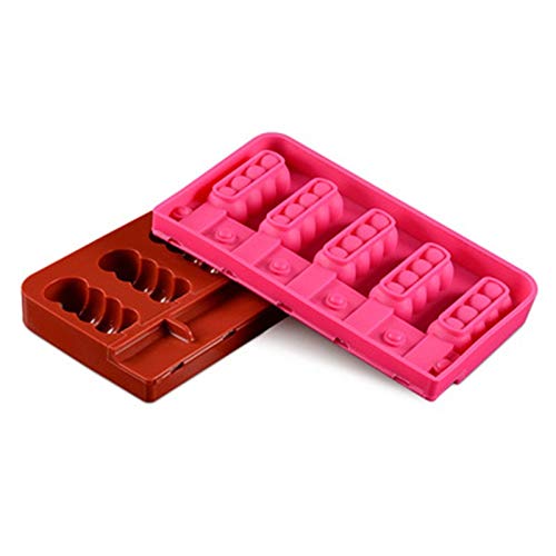 Silicona de Calidad Alimenticia Estallidos del hielo del molde 5 Forma caries calabaza hecha en casa de paleta molde con palos de paleta de madera for DIY helado