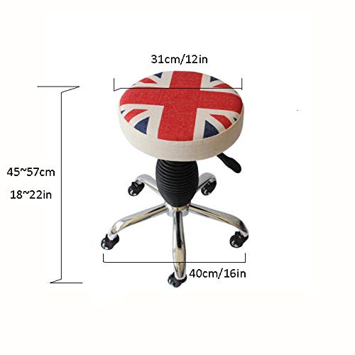 Silla Trabajo Taburete Ruedas con Rueditas，Silla de Peluqueria con Negro PU Cuero Sintético Asiento，Altura Regulable 45-57 cm，160kg de Capacidad de Carga，Taburete Tallerpara Dentistas, Doctores