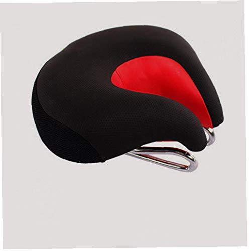 Sillín, sin Nariz Suave cómoda del cojín Amortiguador de la Forma Bicicletas Ciclismo Ancha ergonómica Silla Cojín de ratón para Bicicletas de montaña y Bicicletas de Paseo Negro y Rojo